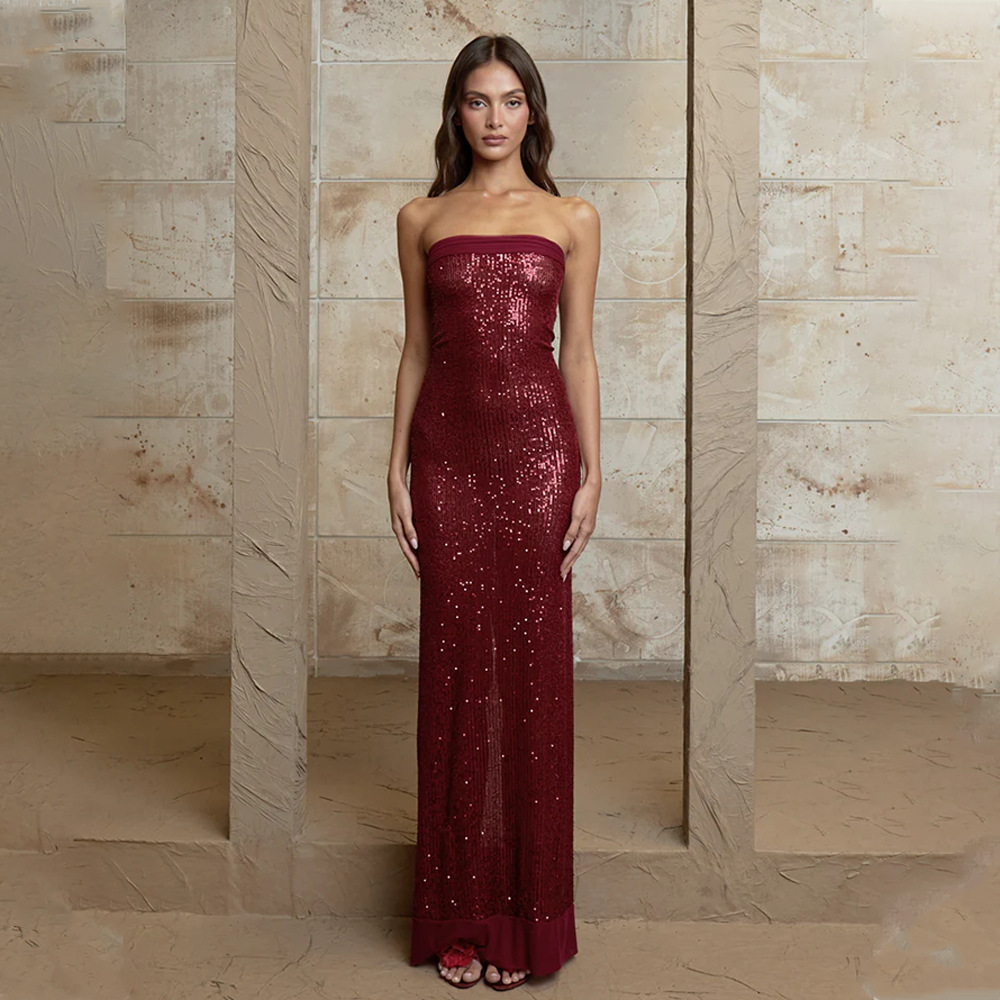 Isla Strapless Figure-Hugging Sequined Dress