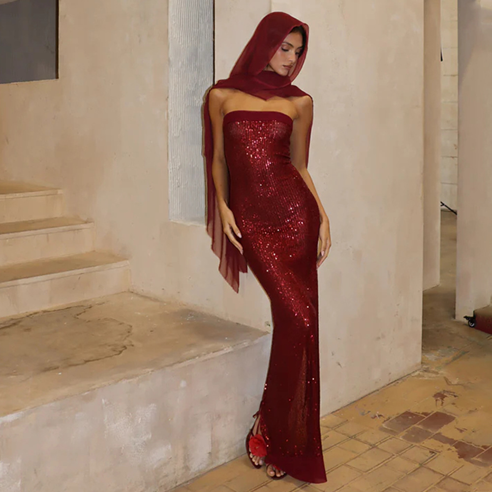 Isla Strapless Figure-Hugging Sequined Dress
