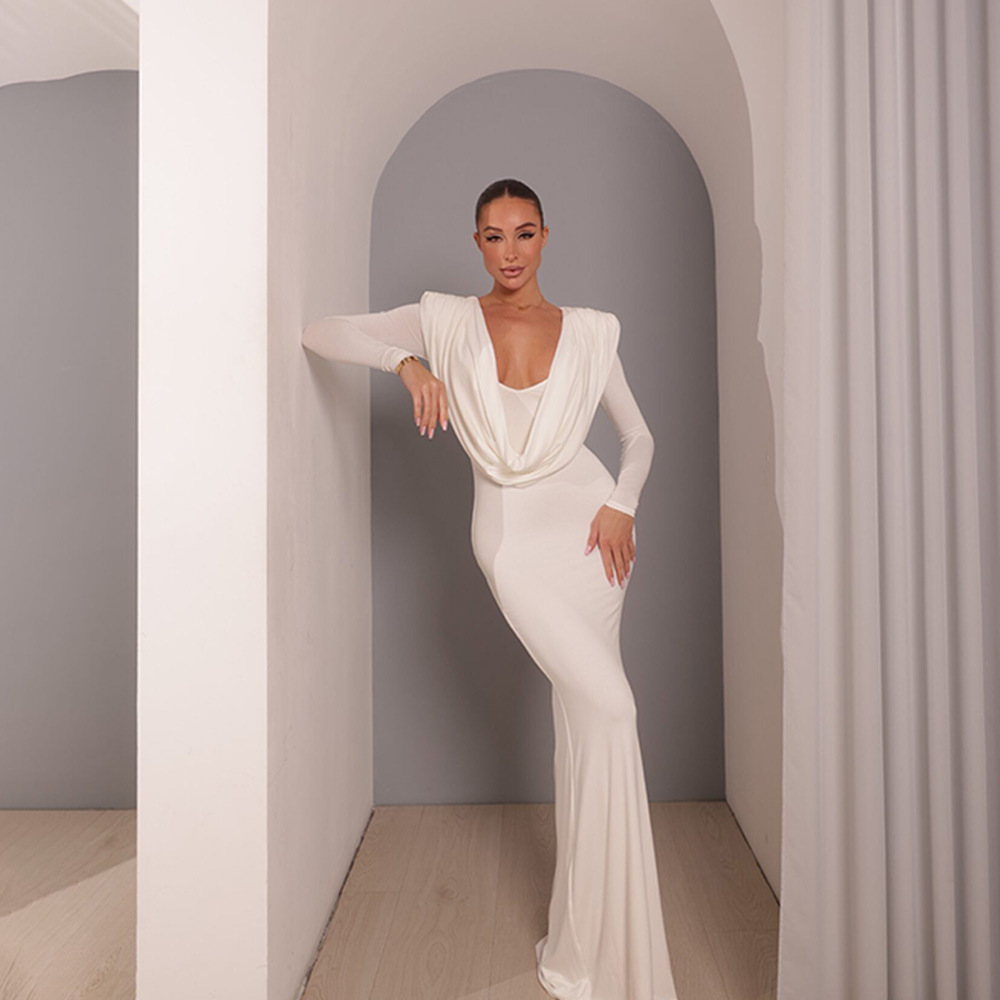 Adela Cowl Neck Bodycon Maxi Dress