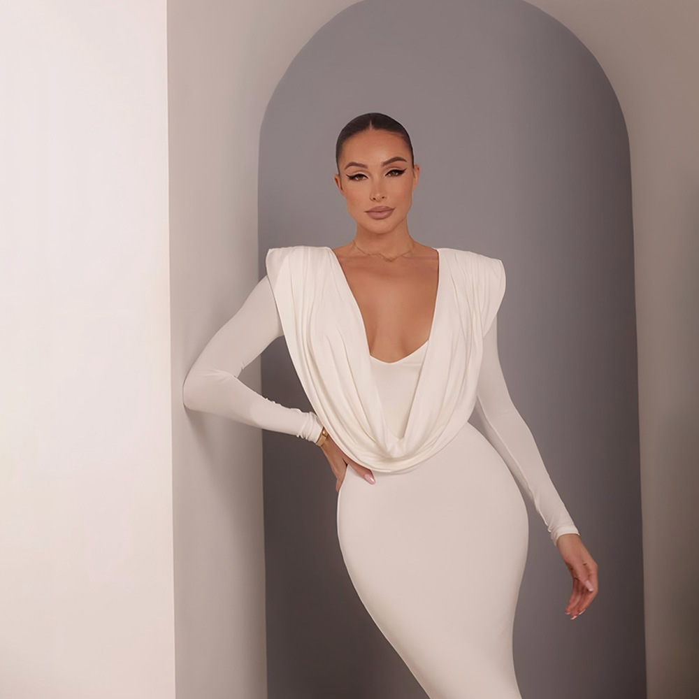 Adela Cowl Neck Bodycon Maxi Dress