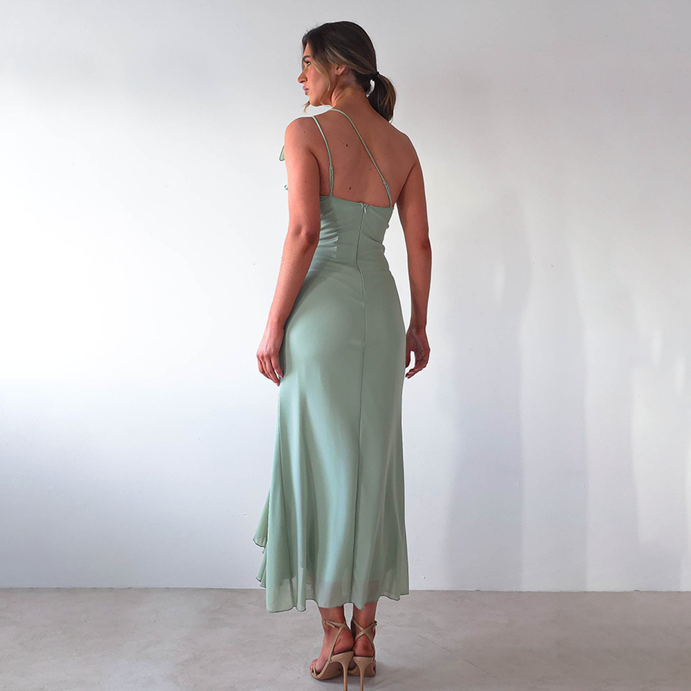 Anika One Shoulder Slit Midi Dress