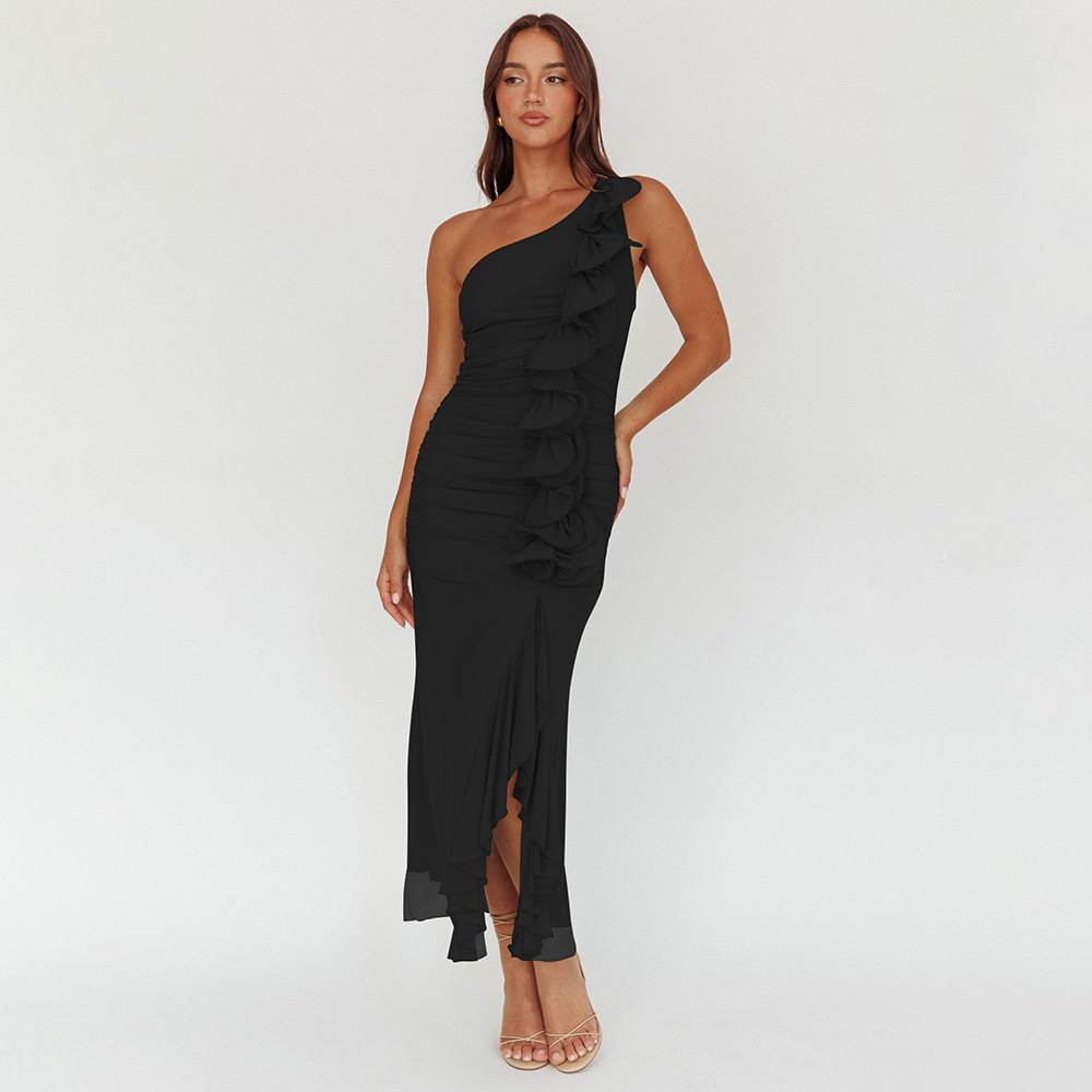 Anika One Shoulder Slit Midi Dress