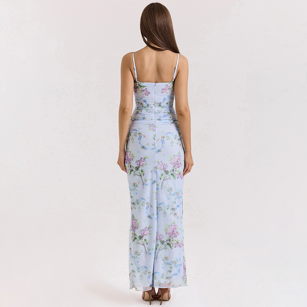 Aida Grenadine Slit Halter Neck Maxi Dress