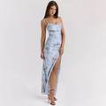 Aida Grenadine Slit Halter Neck Maxi Dress