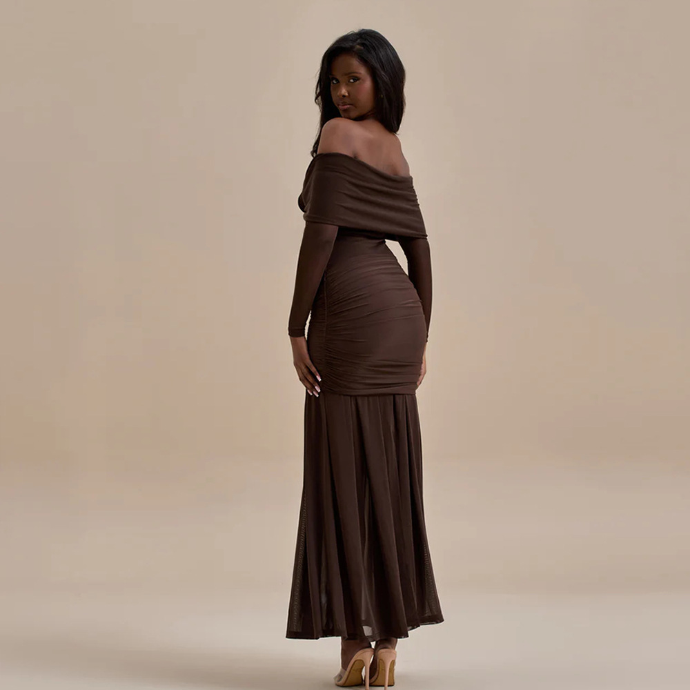 Aliyah Off-The-Shoulder Ruched Fitted Dress