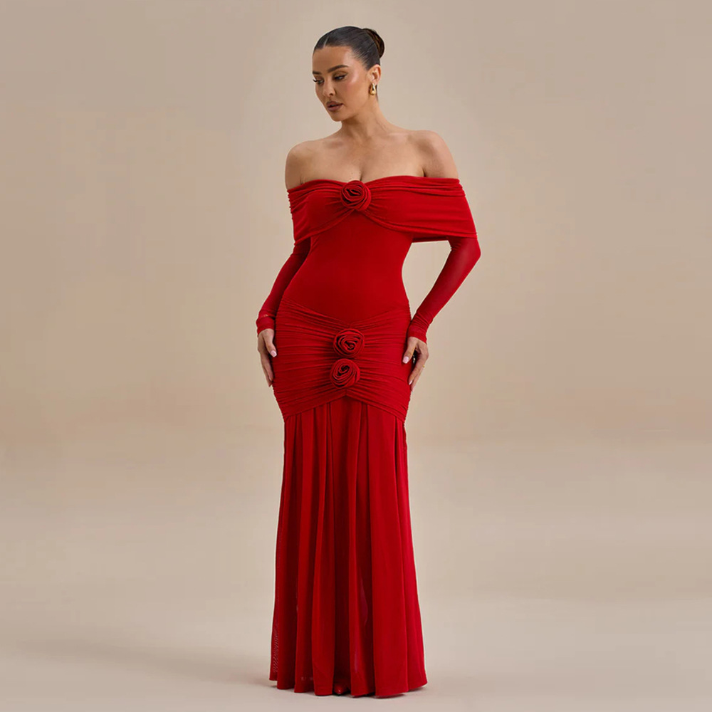 Aliyah Off-The-Shoulder Ruched Fitted Dress