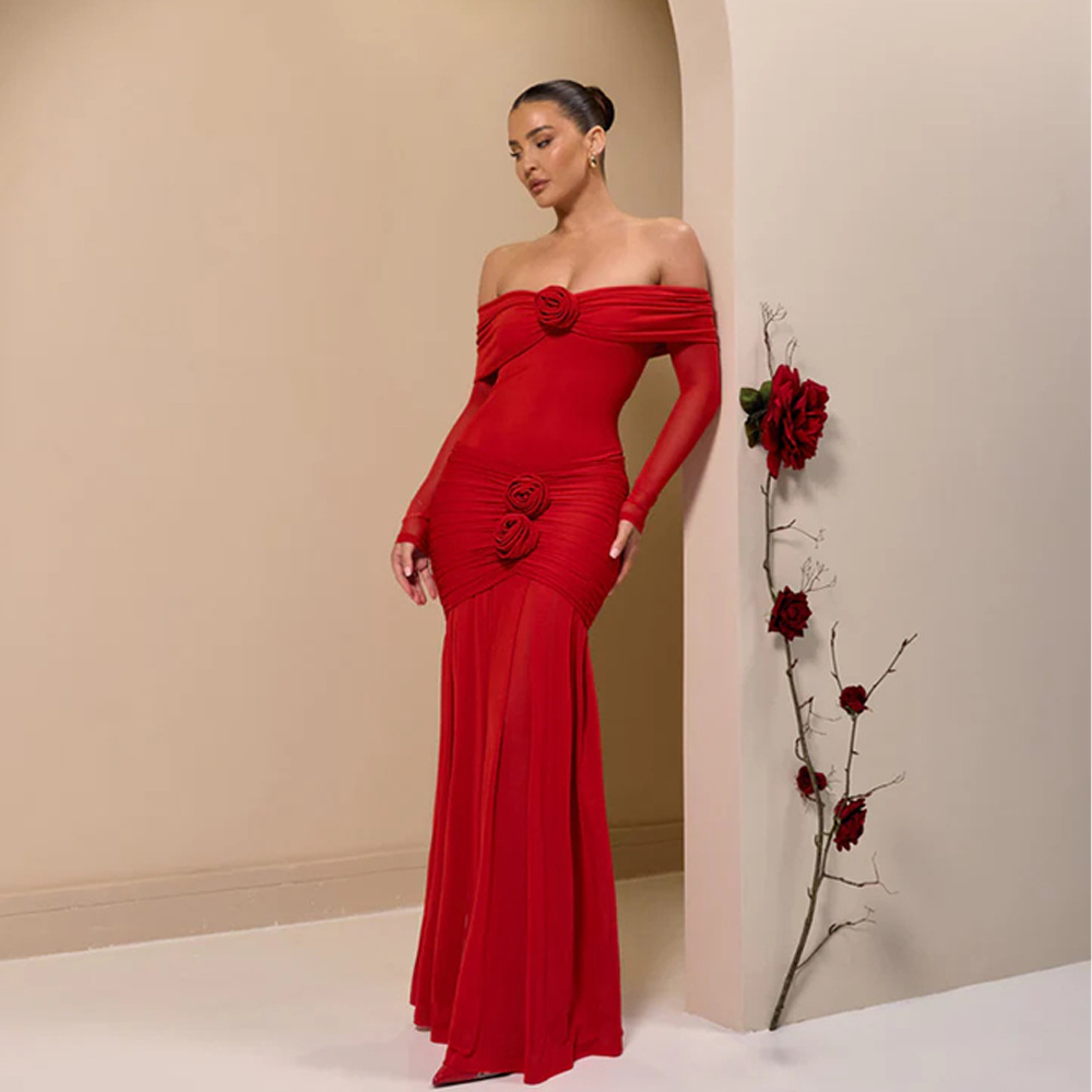 Aliyah Off-The-Shoulder Ruched Fitted Dress