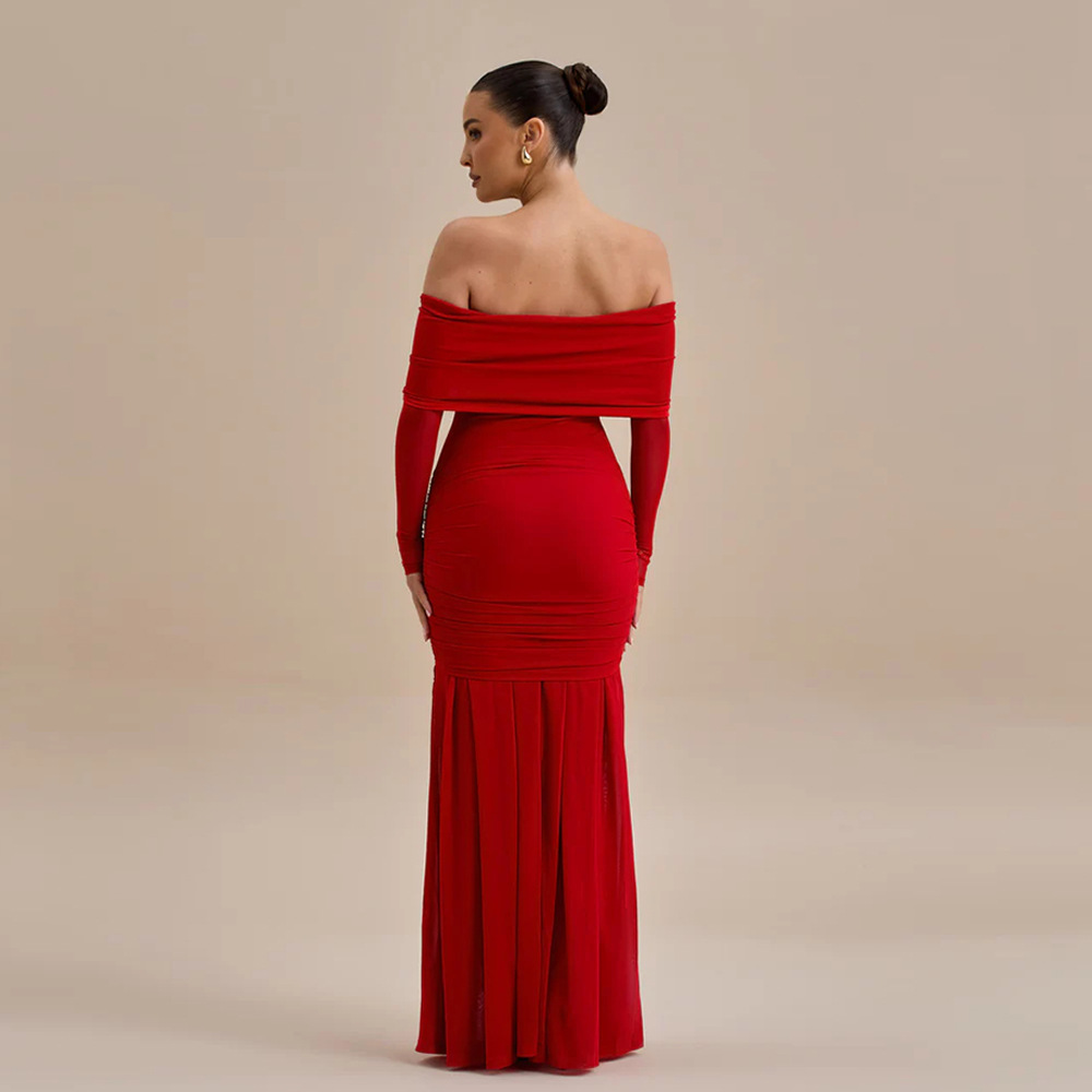 Aliyah Off-The-Shoulder Ruched Fitted Dress