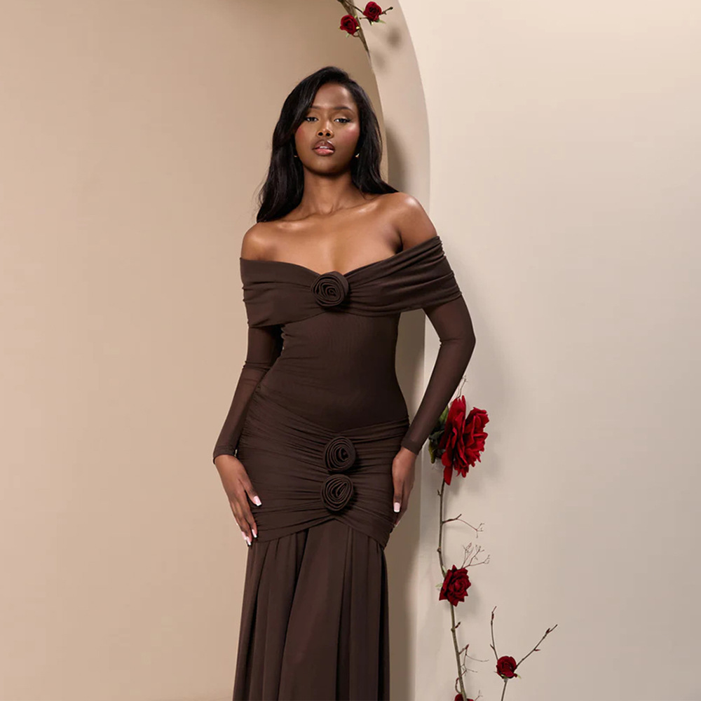 Aliyah Off-The-Shoulder Ruched Fitted Dress