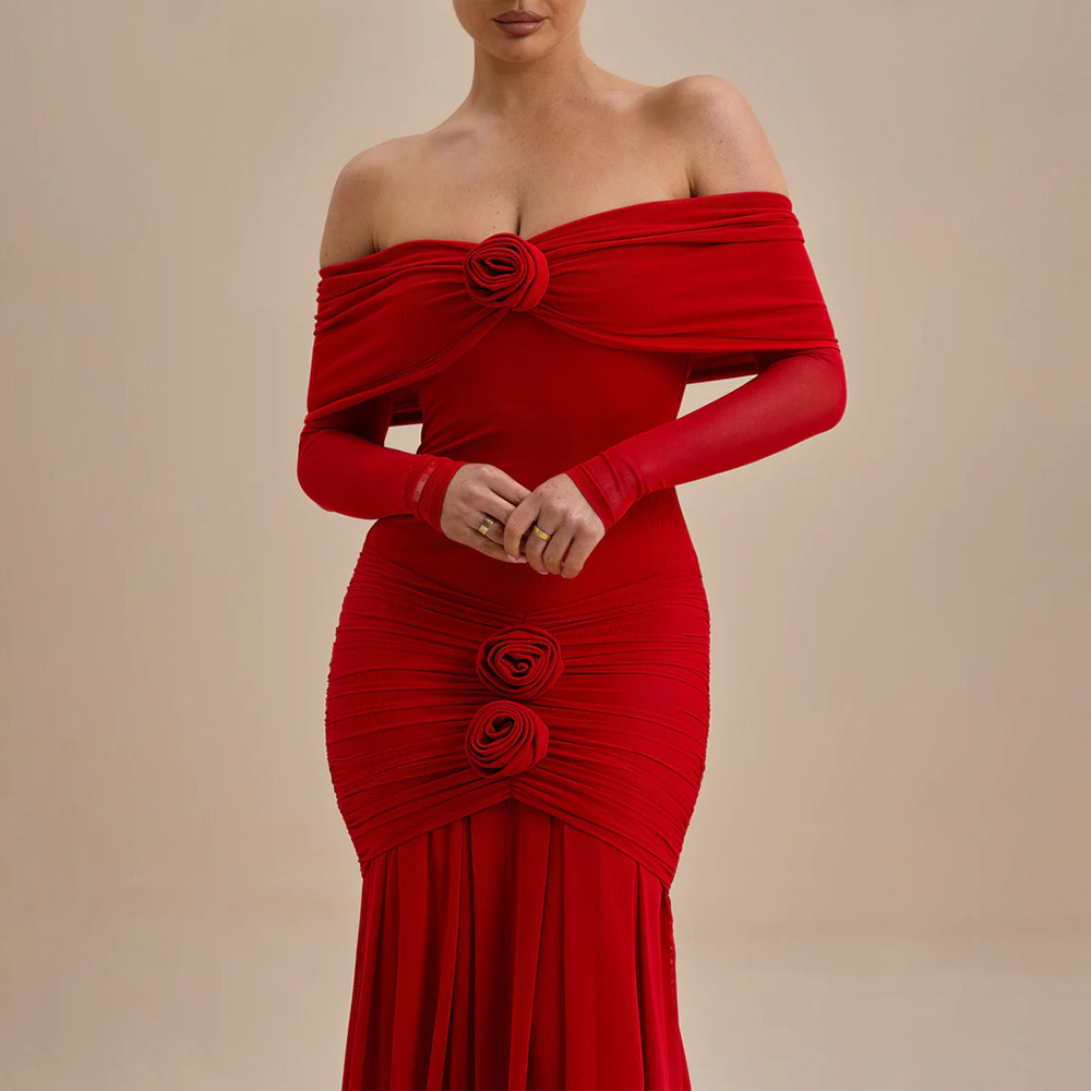 Aliyah Off-The-Shoulder Ruched Fitted Dress
