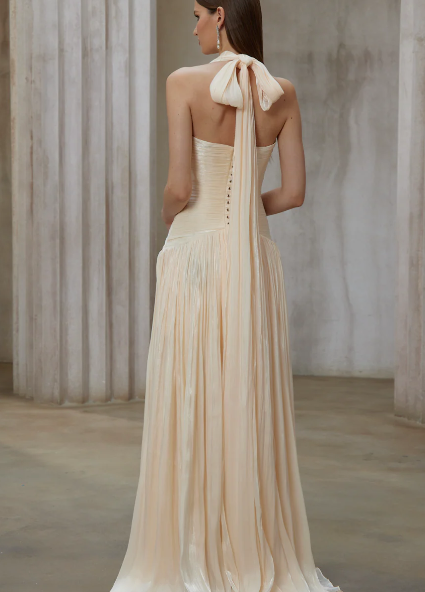 Antonia V-Neck Pleated Maxi Dress