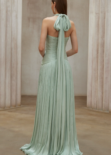 Antonia V-Neck Pleated Maxi Dress
