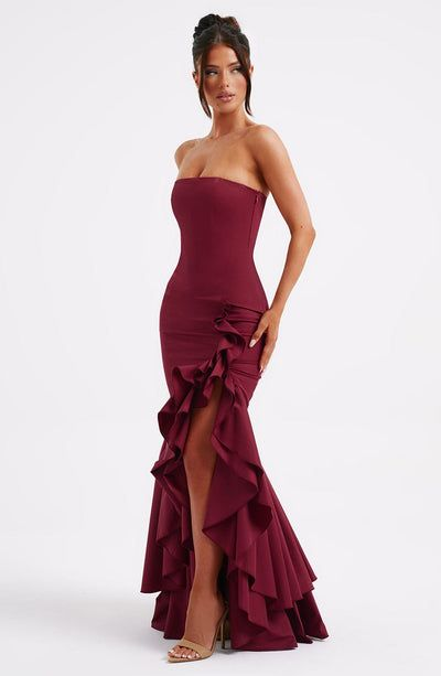 Aileen Strapless Ruffled Maxi Dress