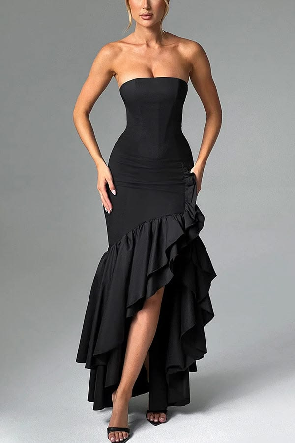 Aileen Strapless Ruffled Maxi Dress