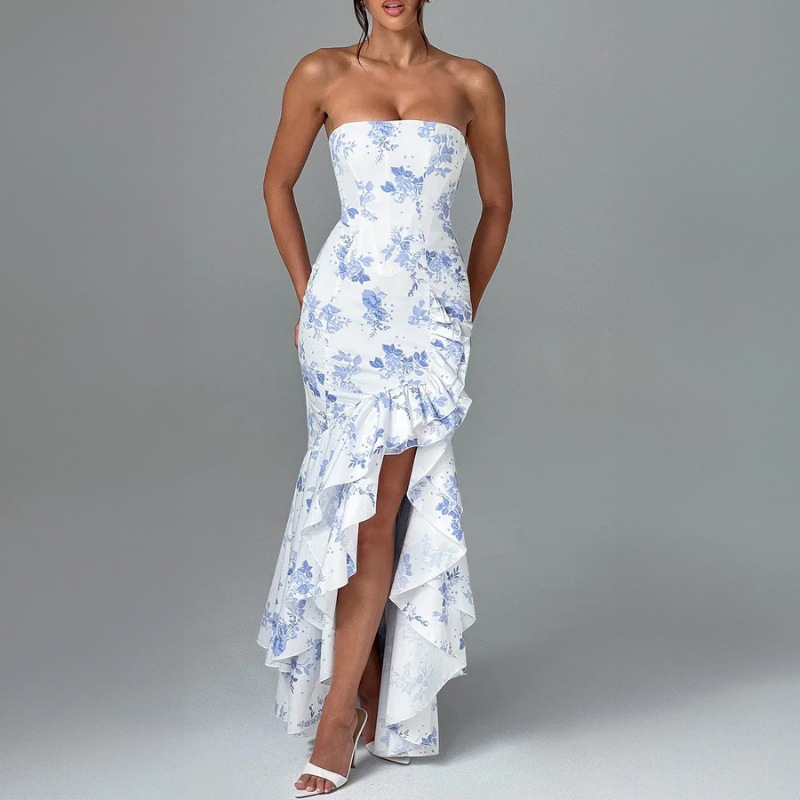 Aileen Strapless Ruffled Maxi Dress