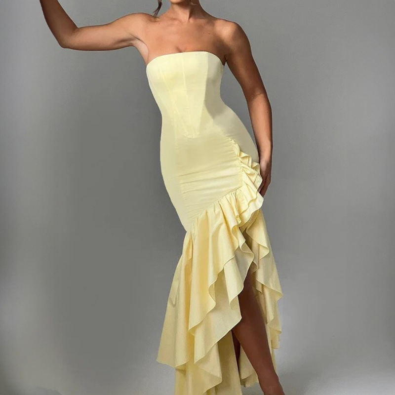 Aileen Strapless Ruffled Maxi Dress