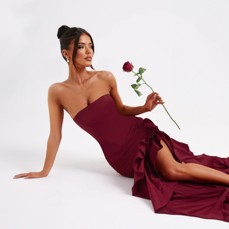 Aileen Strapless Ruffled Maxi Dress