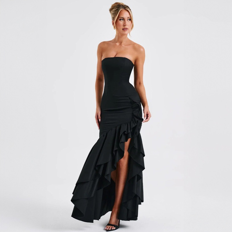 Aileen Strapless Ruffled Maxi Dress