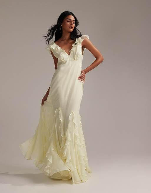Nova Spliced Ruffled Slim Maxi Dress