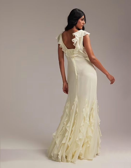 Nova Spliced Ruffled Slim Maxi Dress