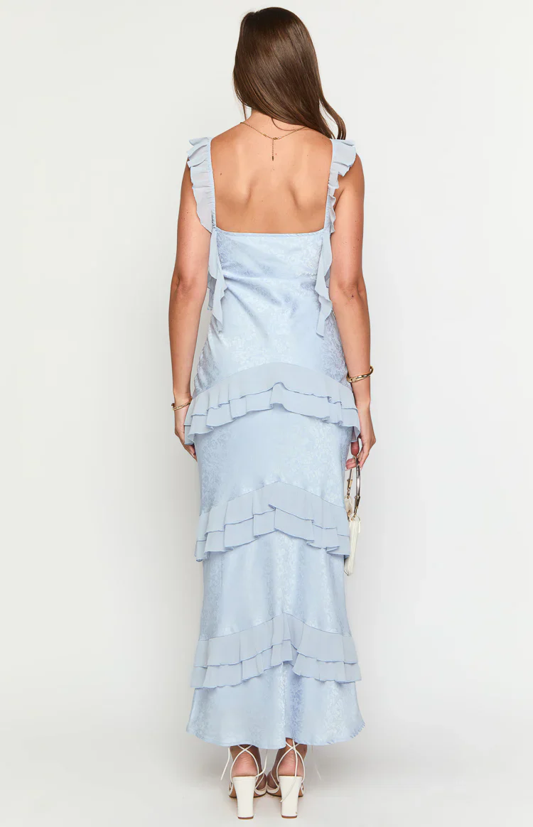 Alina Spliced Ruffled Slim Maxi Dress