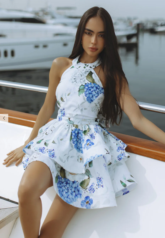 Abrielle Floral Halter Neck Mini Dress
