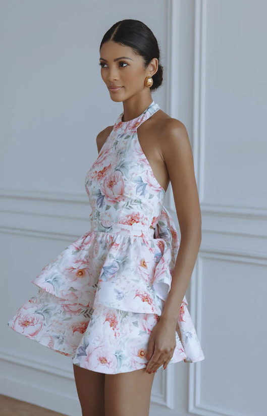 Abrielle Floral Halter Neck Mini Dress
