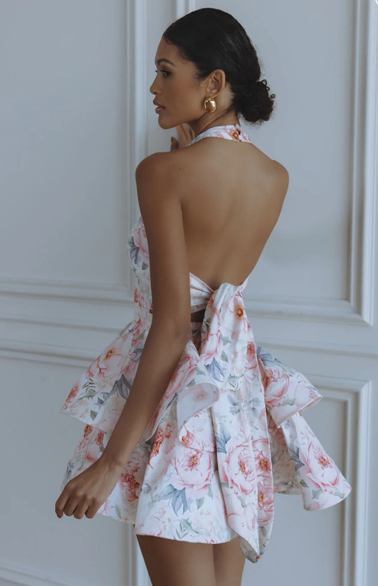 Abrielle Floral Halter Neck Mini Dress