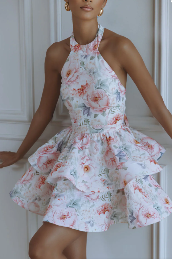 Abrielle Floral Halter Neck Mini Dress