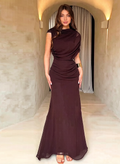 Anaya Elegant Sleeveless Ruched Maxi Dress