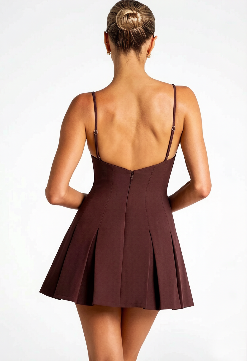 Arlette Sleeveless Pleated Waist Mini Dress