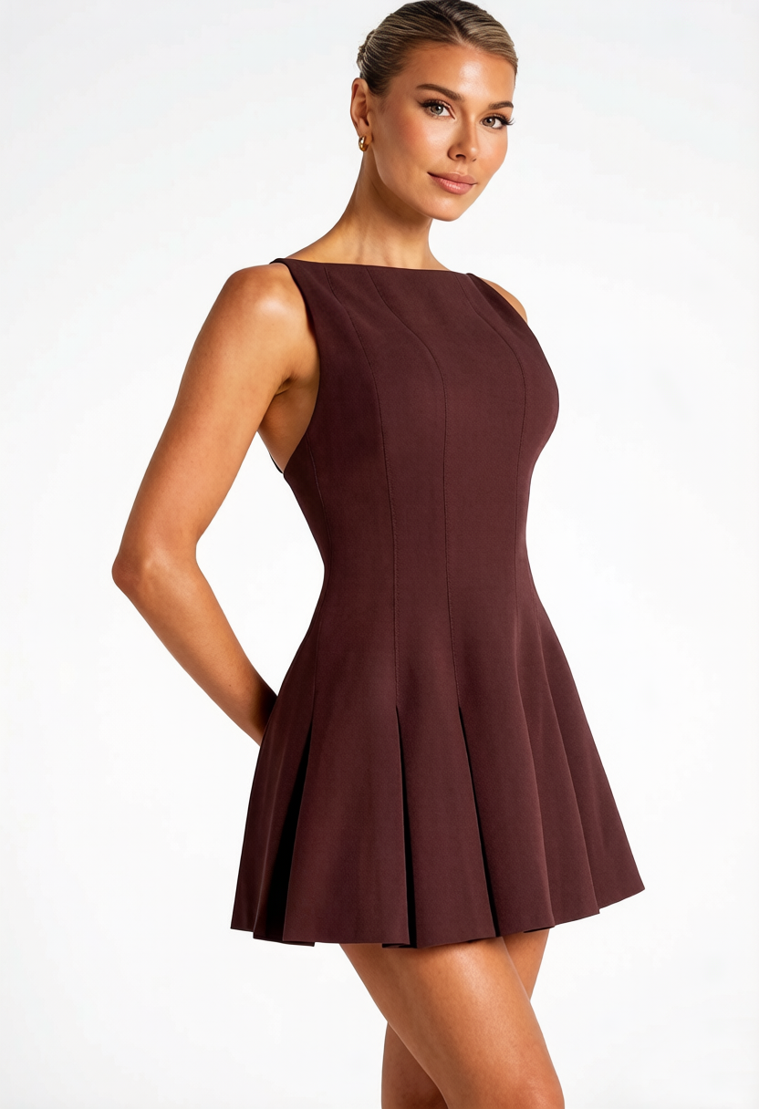 Arlette Sleeveless Pleated Waist Mini Dress