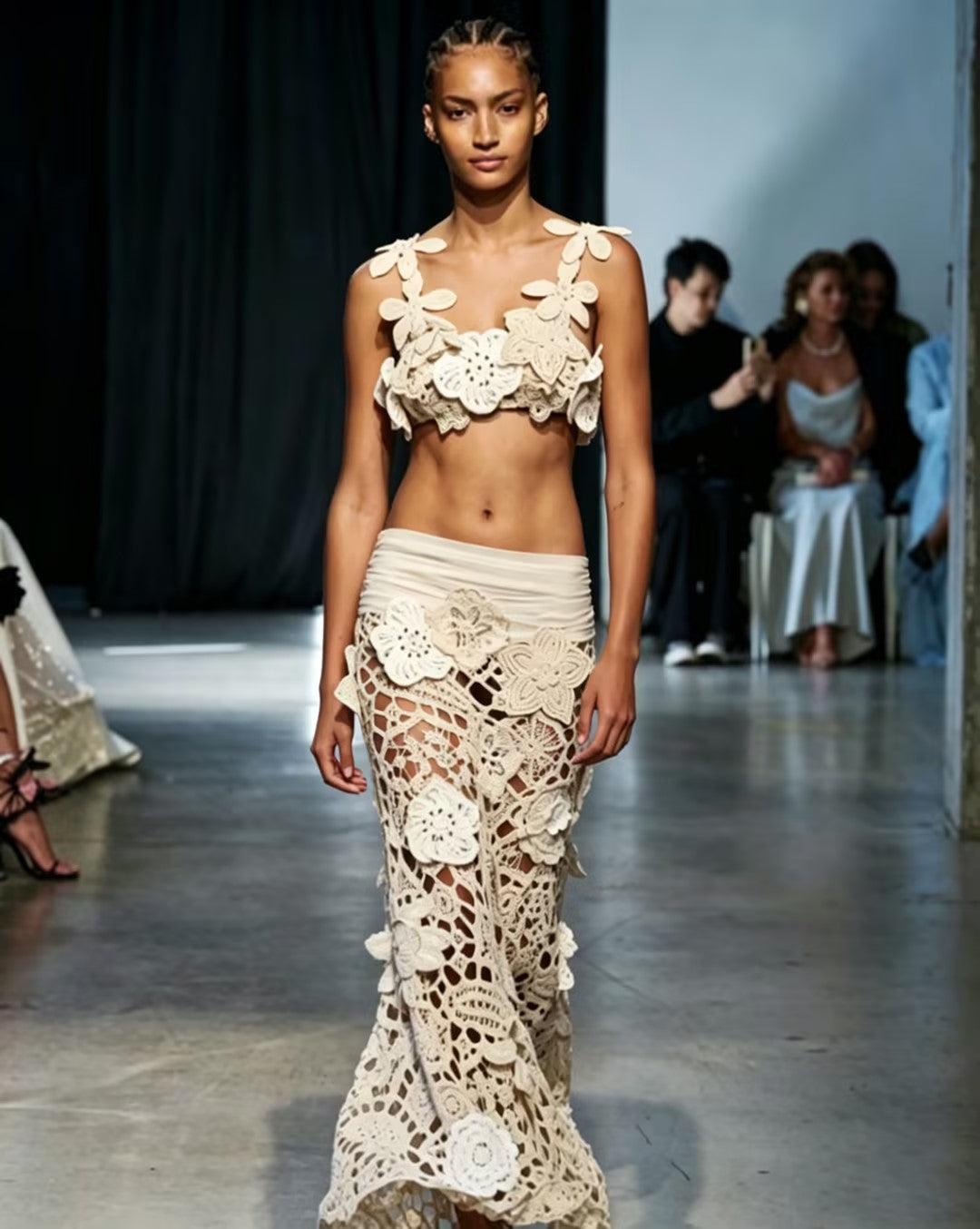 Seraphina Floral Crochet Two-Piece Beach Dress