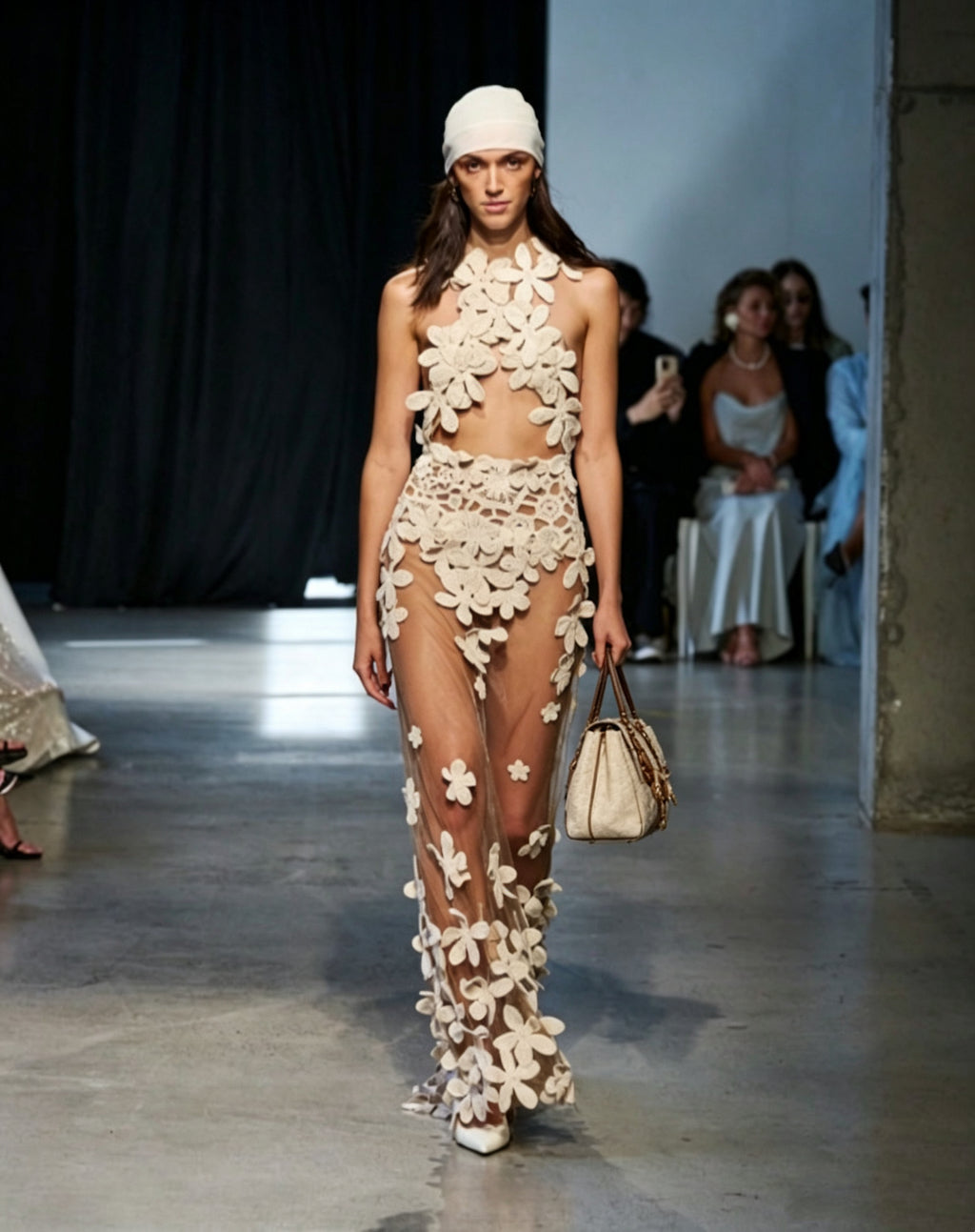 Aria Halter Floral Sheer Mesh Maxi Dress