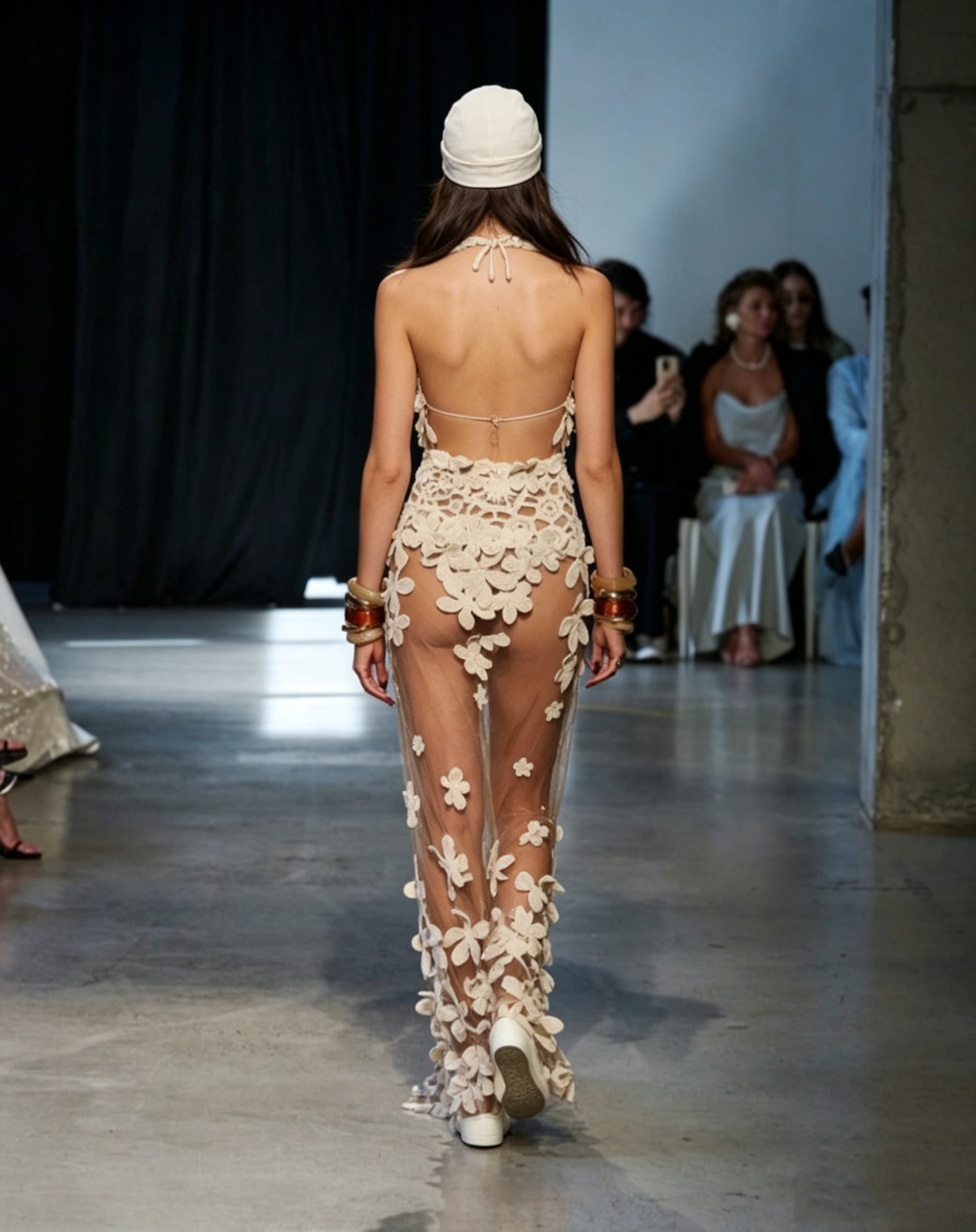 Aria Halter Floral Sheer Mesh Maxi Dress