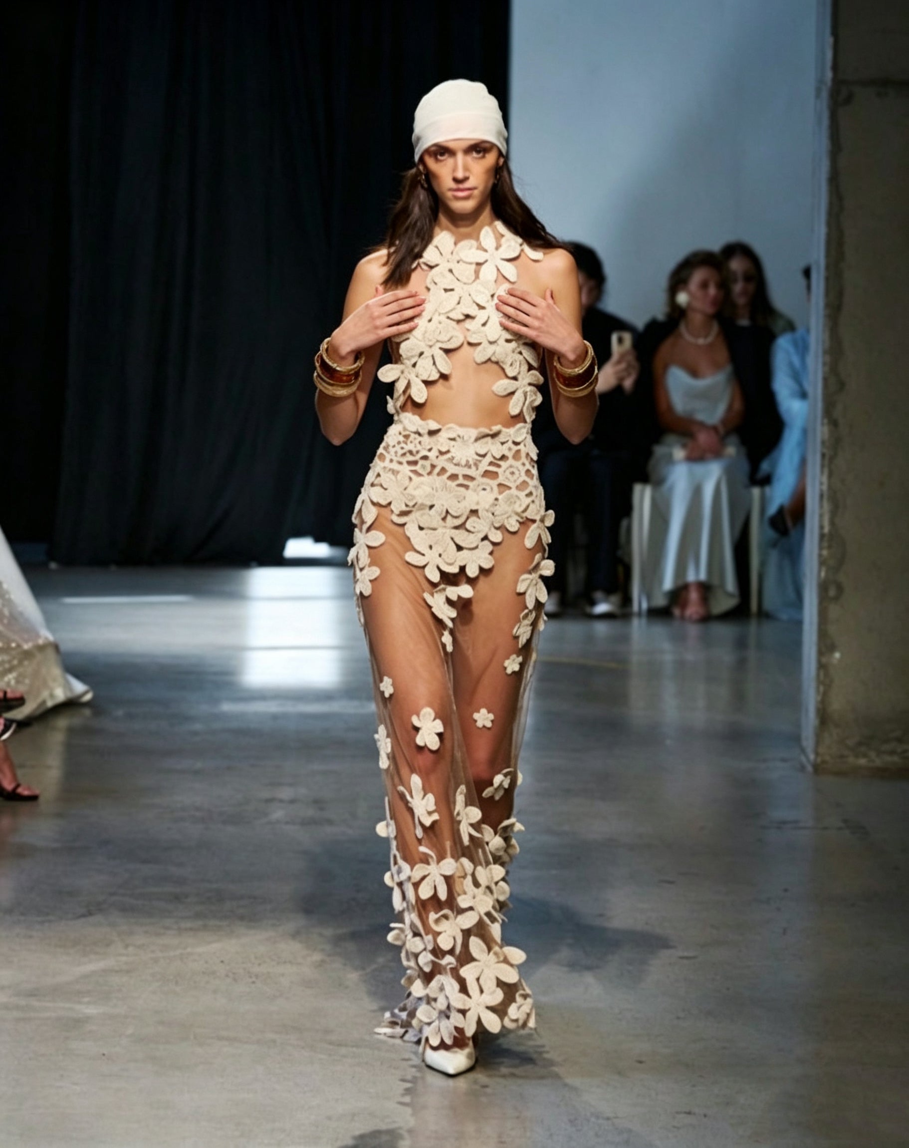 Aria Halter Floral Sheer Mesh Maxi Dress