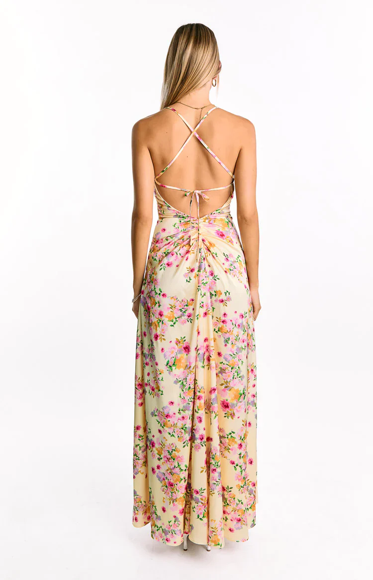 Everly Cami Print Waist-Cinched Maxi Dress