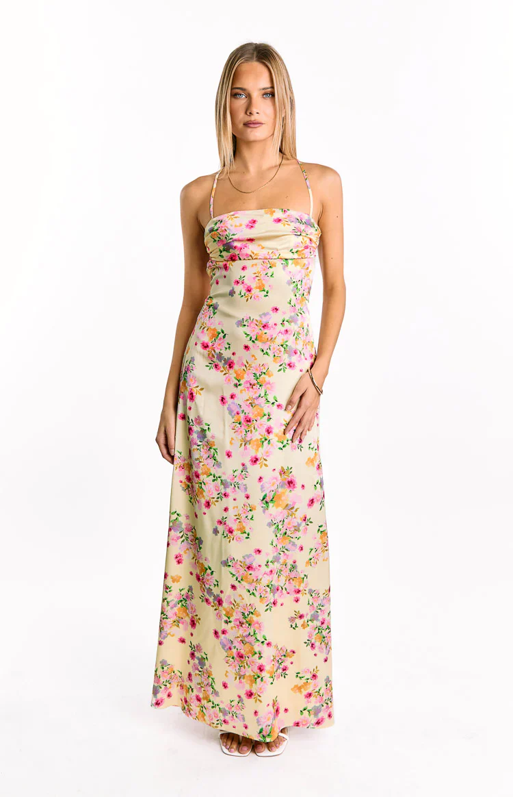 Everly Cami Print Waist-Cinched Maxi Dress
