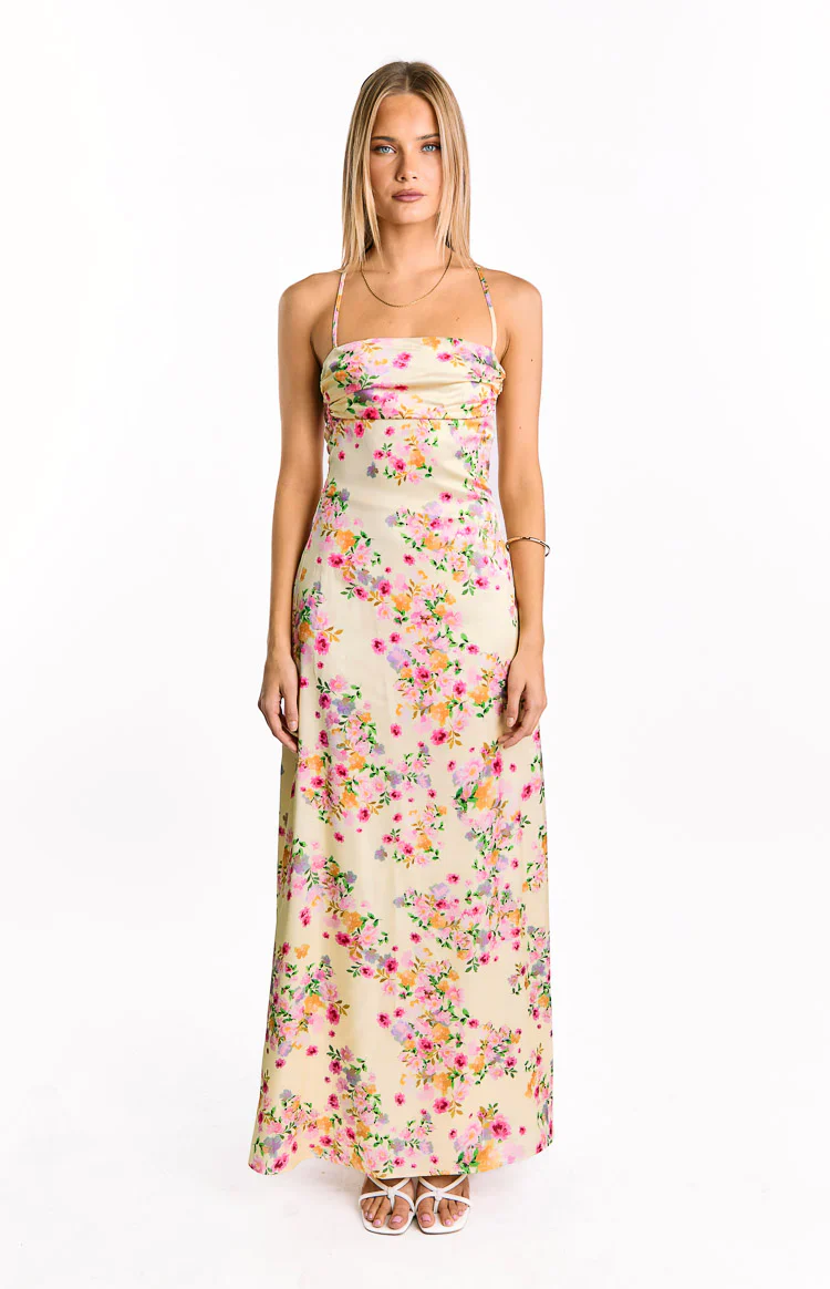 Everly Cami Print Waist-Cinched Maxi Dress