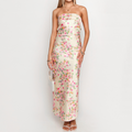 Angelina Strapless Backless Print Maxi Dress
