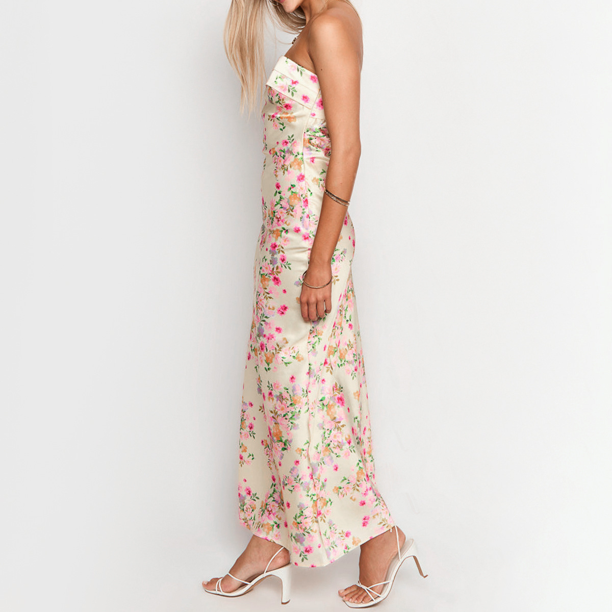 Angelina Strapless Backless Print Maxi Dress
