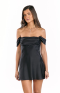 Annabel Off-shoulder Waist-Cinched Elegant Mini Dress