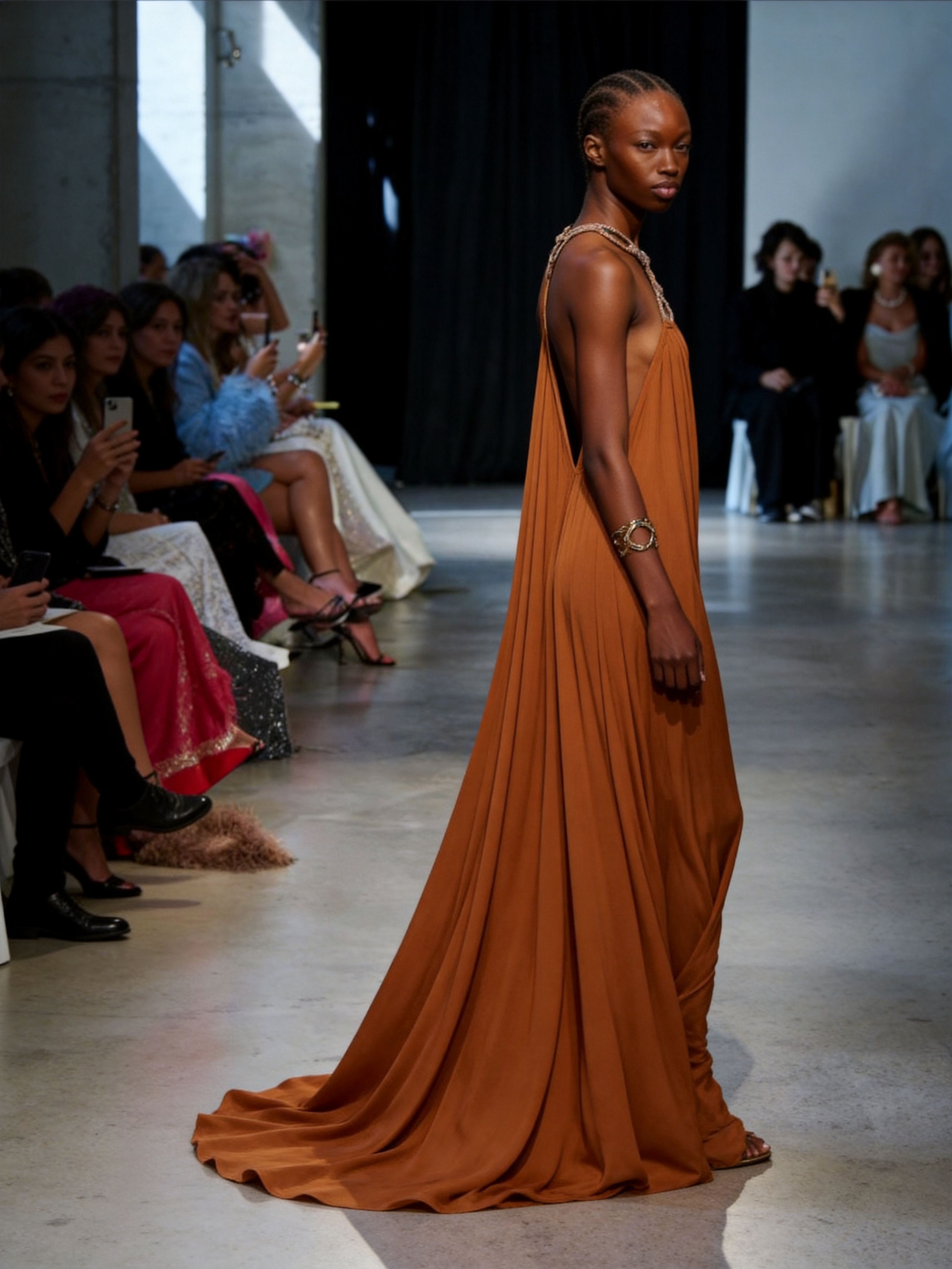 Belle Halter Deep V Draped Maxi Dress