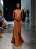 Belle Halter Deep V Draped Maxi Dress