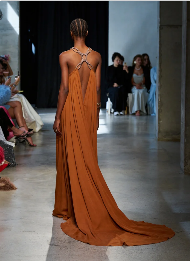 Belle Halter Deep V Draped Maxi Dress