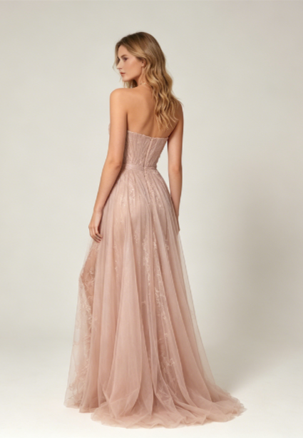 Mara Strapless Sweetheart Neck Lace Dress