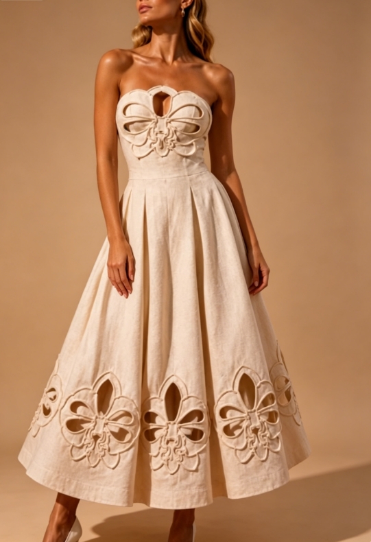 Anastasia Strapless A-Line Butterfly Cutout Dress