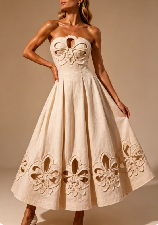 Anastasia Strapless A-Line Butterfly Cutout Dress