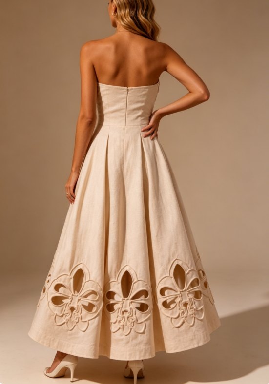 Anastasia Strapless A-Line Butterfly Cutout Dress