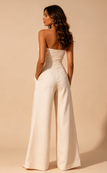 Pandora Strapless Wide-Leg Butterfly Applique Jumpsuit